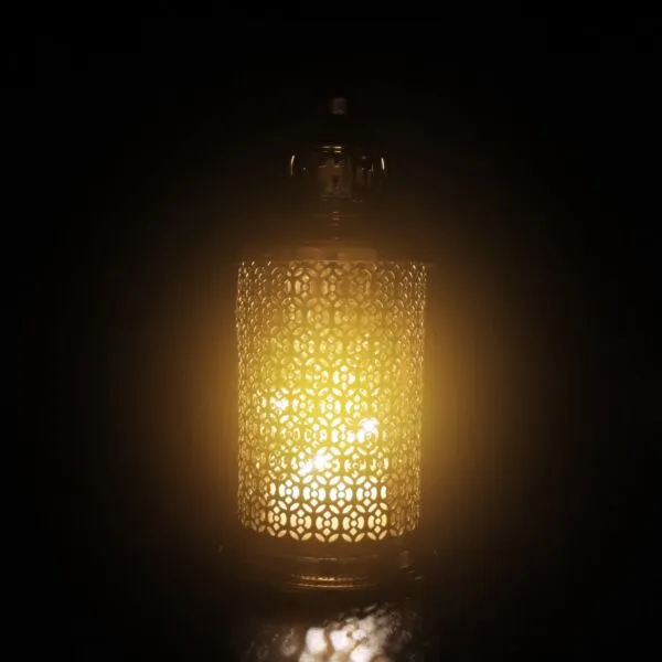 فانوس رمضان لويس استيل لون ذهبي دائري باضاءة LED