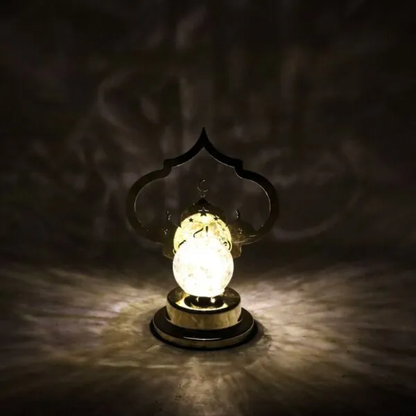 مجسم تحفة الكرة المضيئة استيل بإضاءة ليد ذهبي