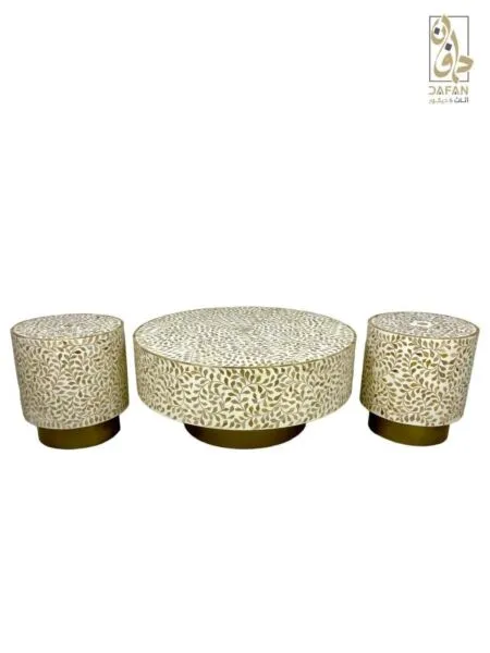 طقم طاولة قهوة 3 قطع صدف هندي
