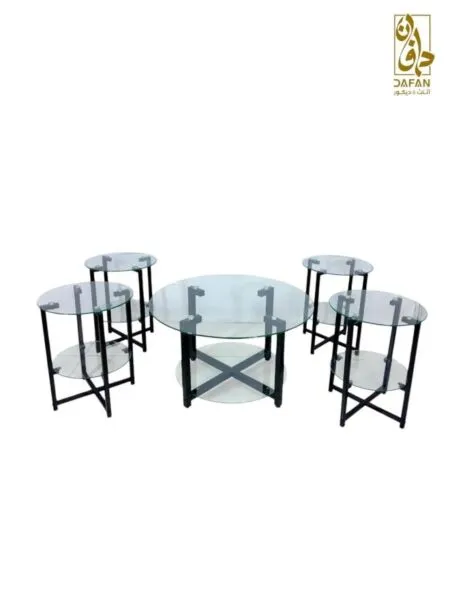طقم طاولة قهوة زجاج دائرية