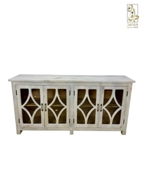 بوفيه هندي خشب طبيعي - ابيض