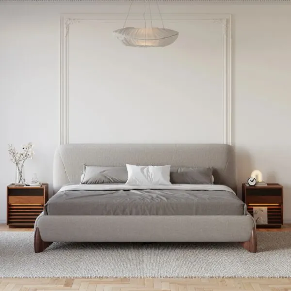 سرير كورفا كوين 160x200 سم - رمادي