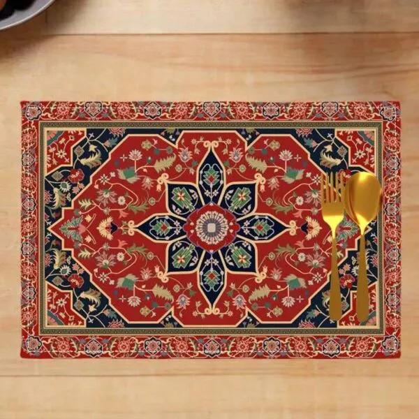 طقم قاعدة اطباق رمضان 4 قطع بوب - احمر ومتعدد الالوان
