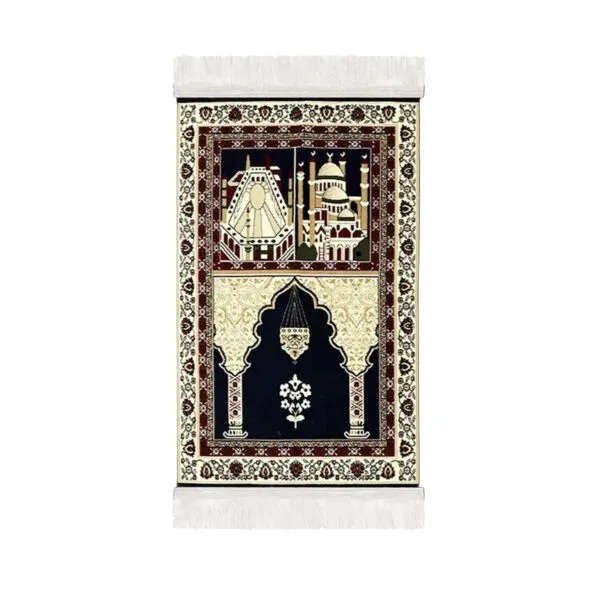 سجادة مستوحاة من نقوش السجاد الكلاسيكي - مبطنة 70×110 سم - 8 مل - كحلي