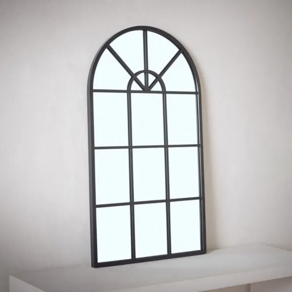 مرآة حائط بإطار معدني نافذة من فريسكو - 40x70 سم