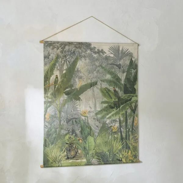 لوحة استوائية من قماش الكتان وخشب التنوب من فولجا - 125x145x25 سم