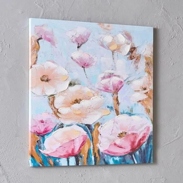 زينة حائط غير مؤطرة مرسومة يدويًا بنسبة 40 بطبعات زهور من والمر- 60x60 سم