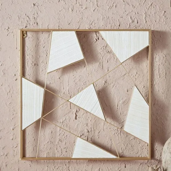 زينة حائط معدنية وخشبية من أوليفر - 60x60x5 سم