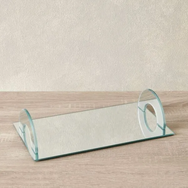 صينية زجاج ديكور شفافة مستطيلة - براير - 36x20x8 سم