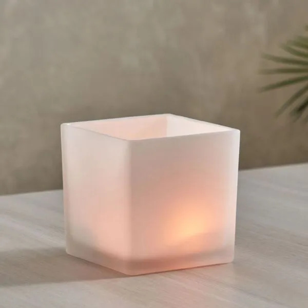 حامل شموع صغيرة زجاج معتم من أدرو - 12x12x12 سم