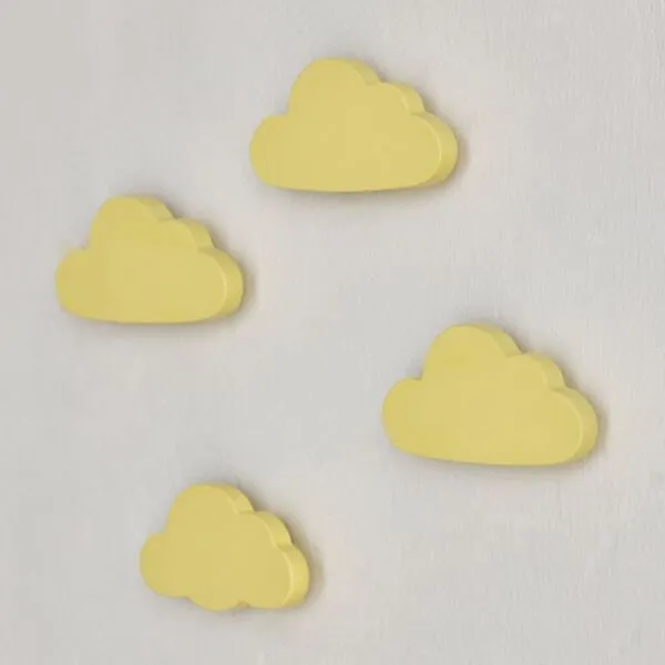 طقم خطّاف حائط خشبي 4 قطع شكل سحابة - 9x3x5 سم