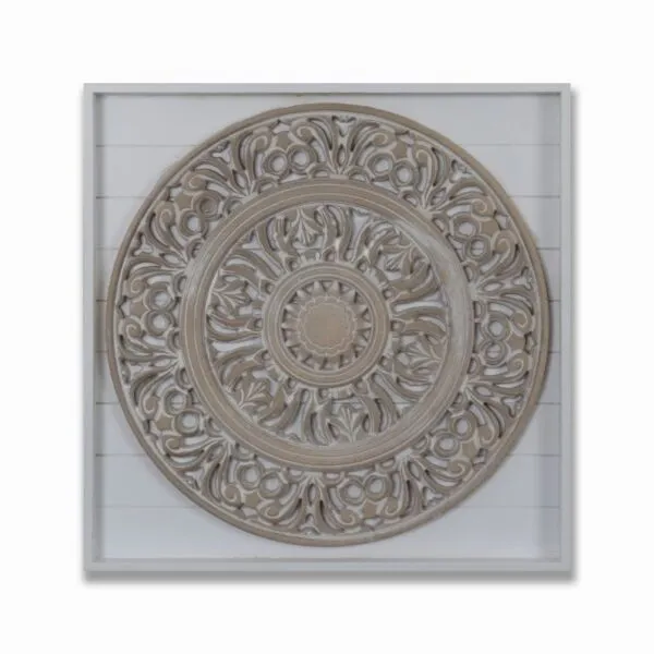 ديكور جداري خشبيي برواز أبيض - 48x48 سم