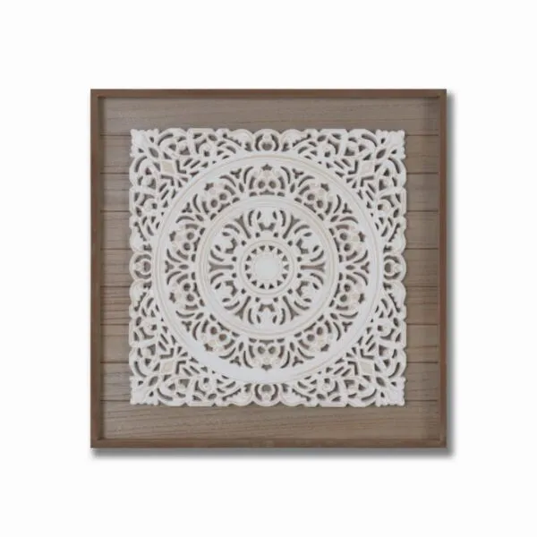 ديكور جداري خشبيي ببرواز بني - 48x48 سم