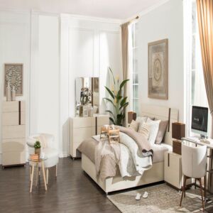 طقم غرفة نوم جيومتريك حجم مزدوج - 5 قطع - بيج
