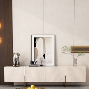 طاولة تلفزيون مارجلاس خشبية أبيض وذهبي - 200x40x60 سم